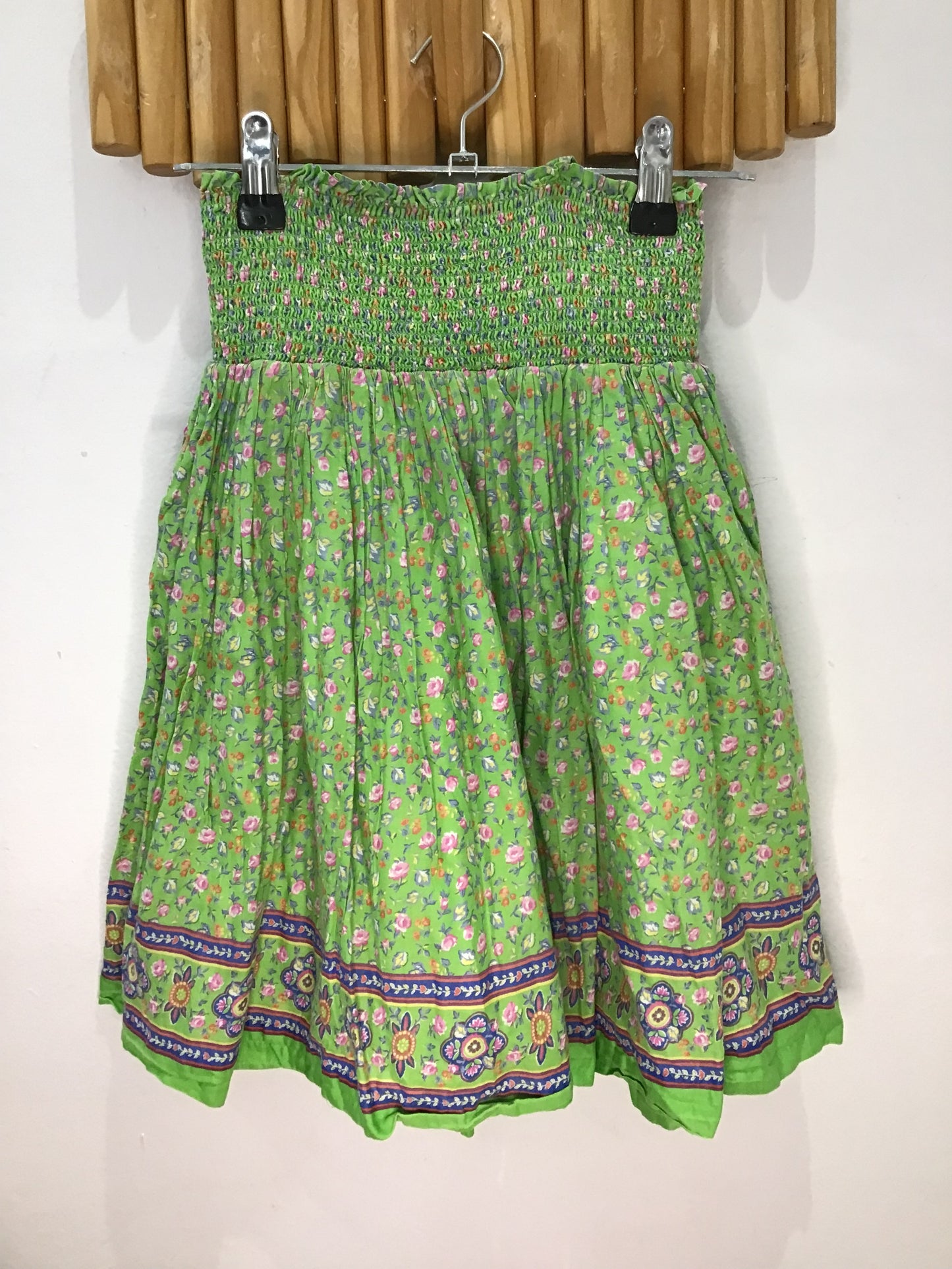 Dress green smocked 5y