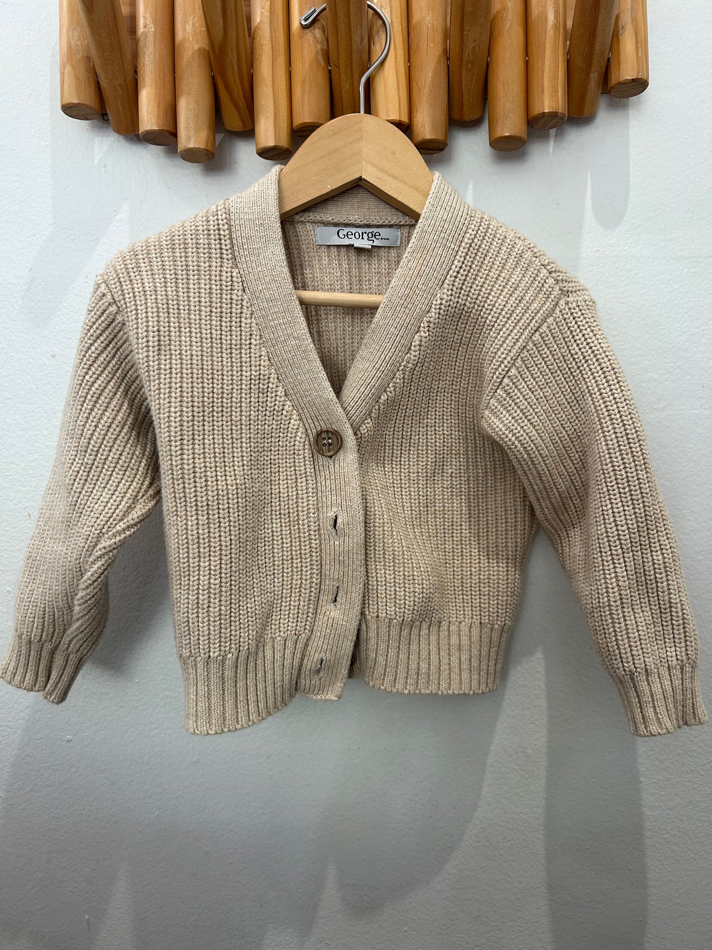 Sweater- beige knit cardi 2y