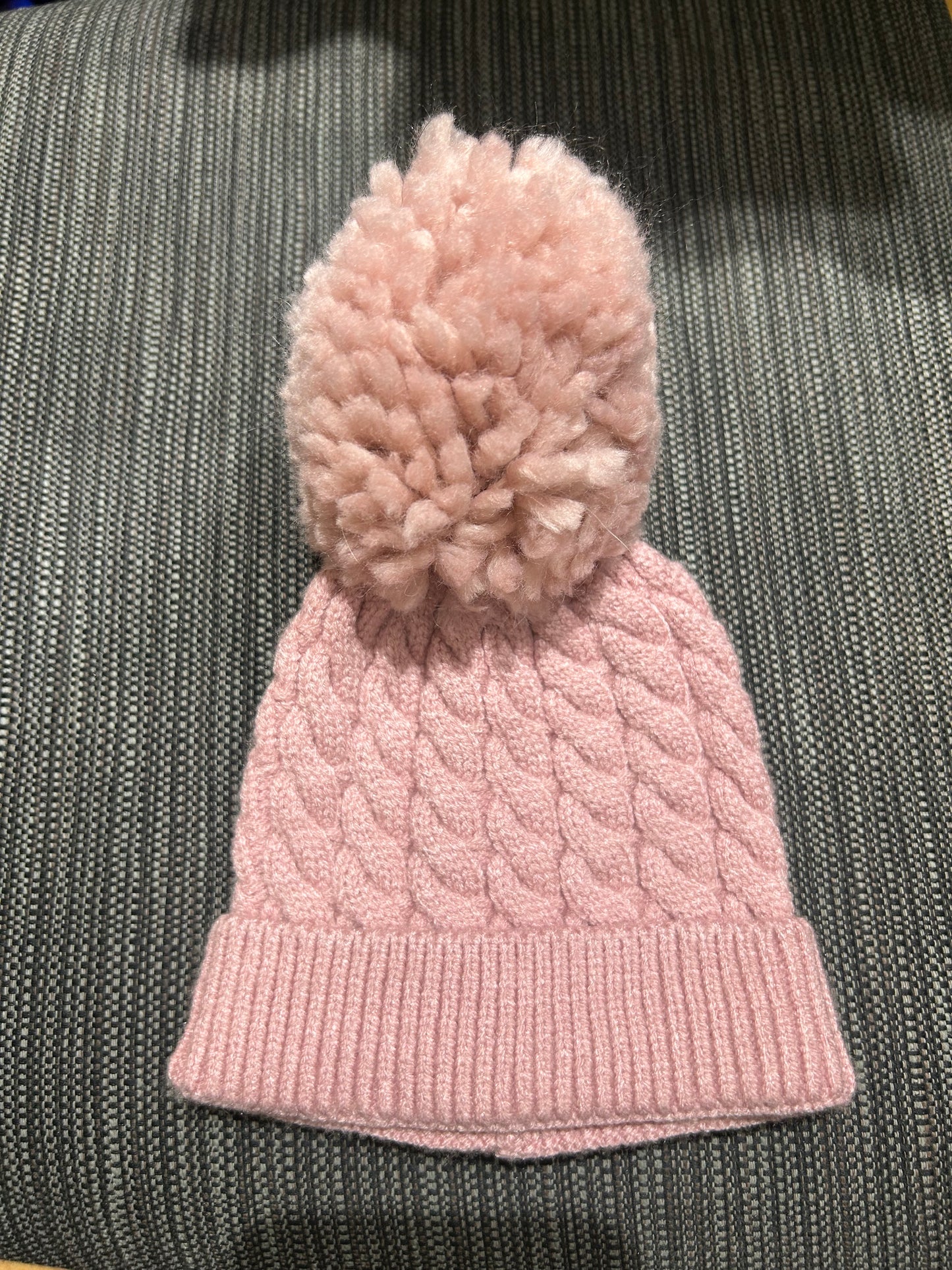 Pink pom hat- newborn