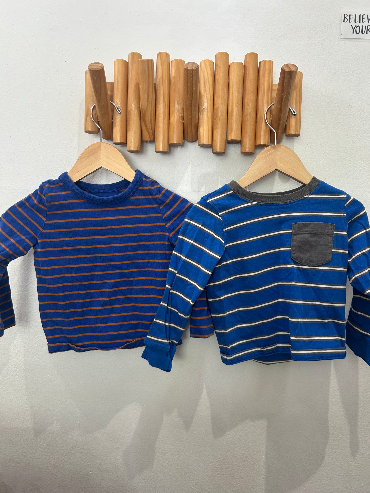 Tee two-pack blue stripes 24m