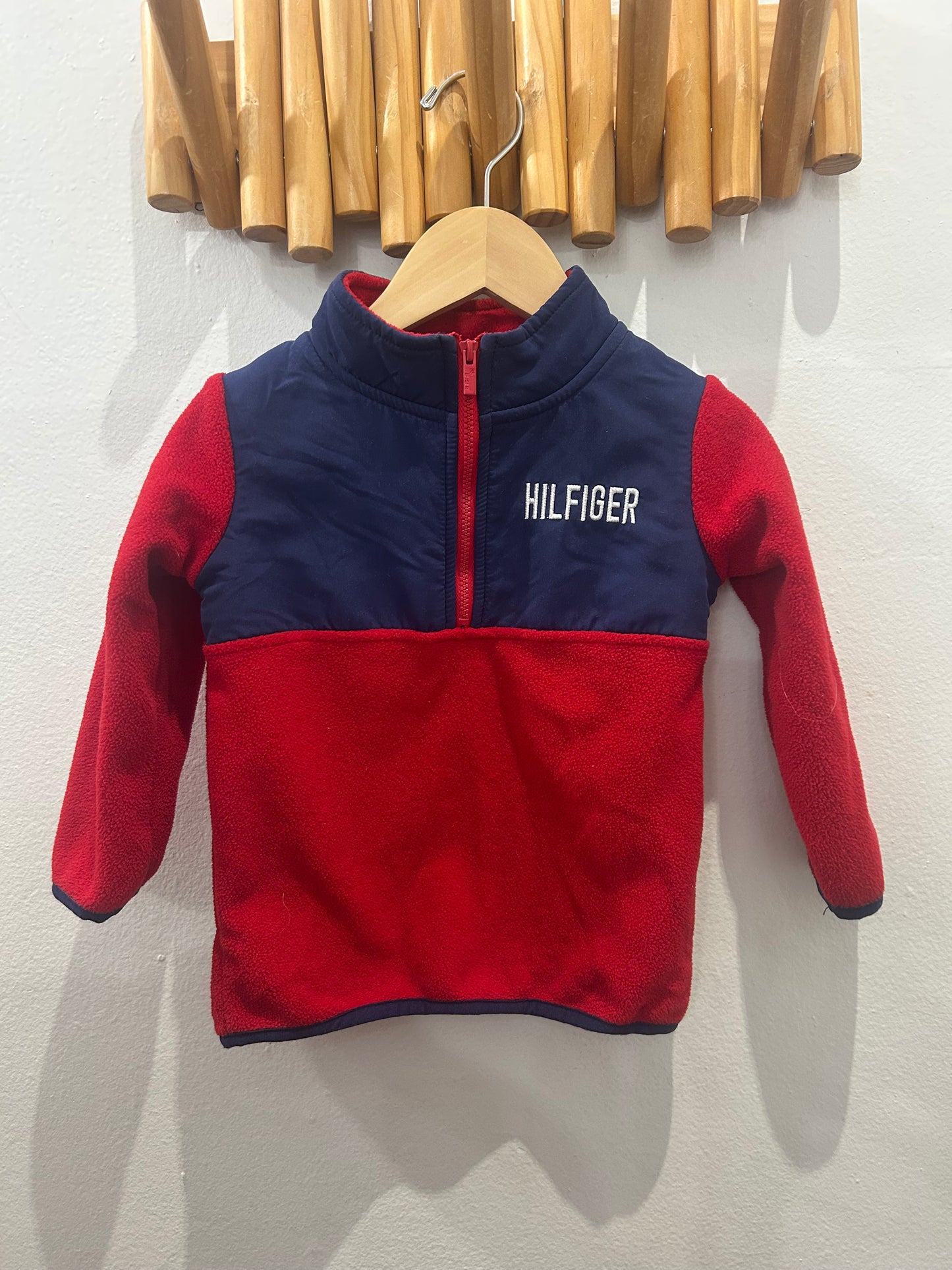 Sweater red quarterzip fleece 18m