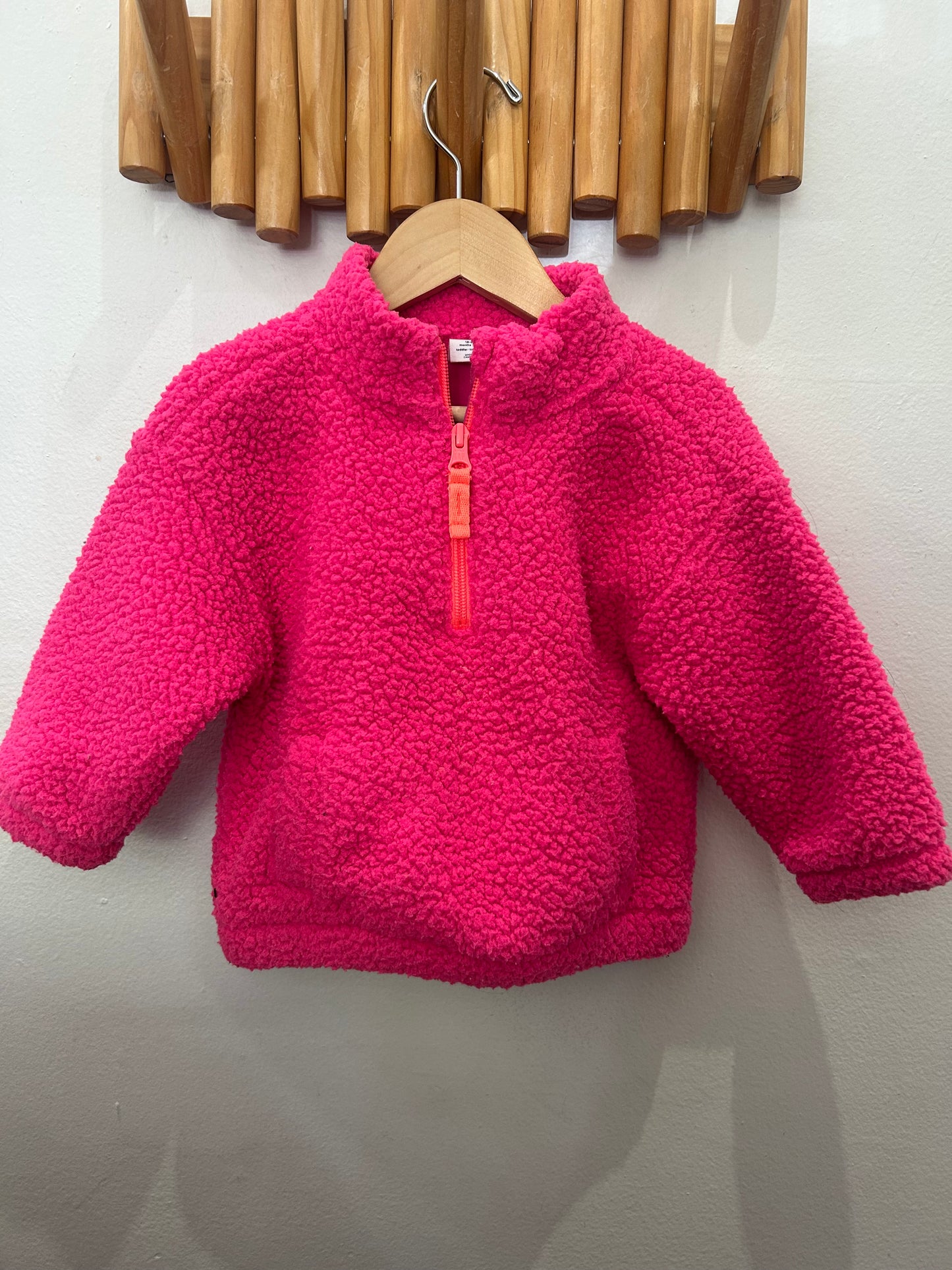 Hot pink teddy quarter zip 18-24m