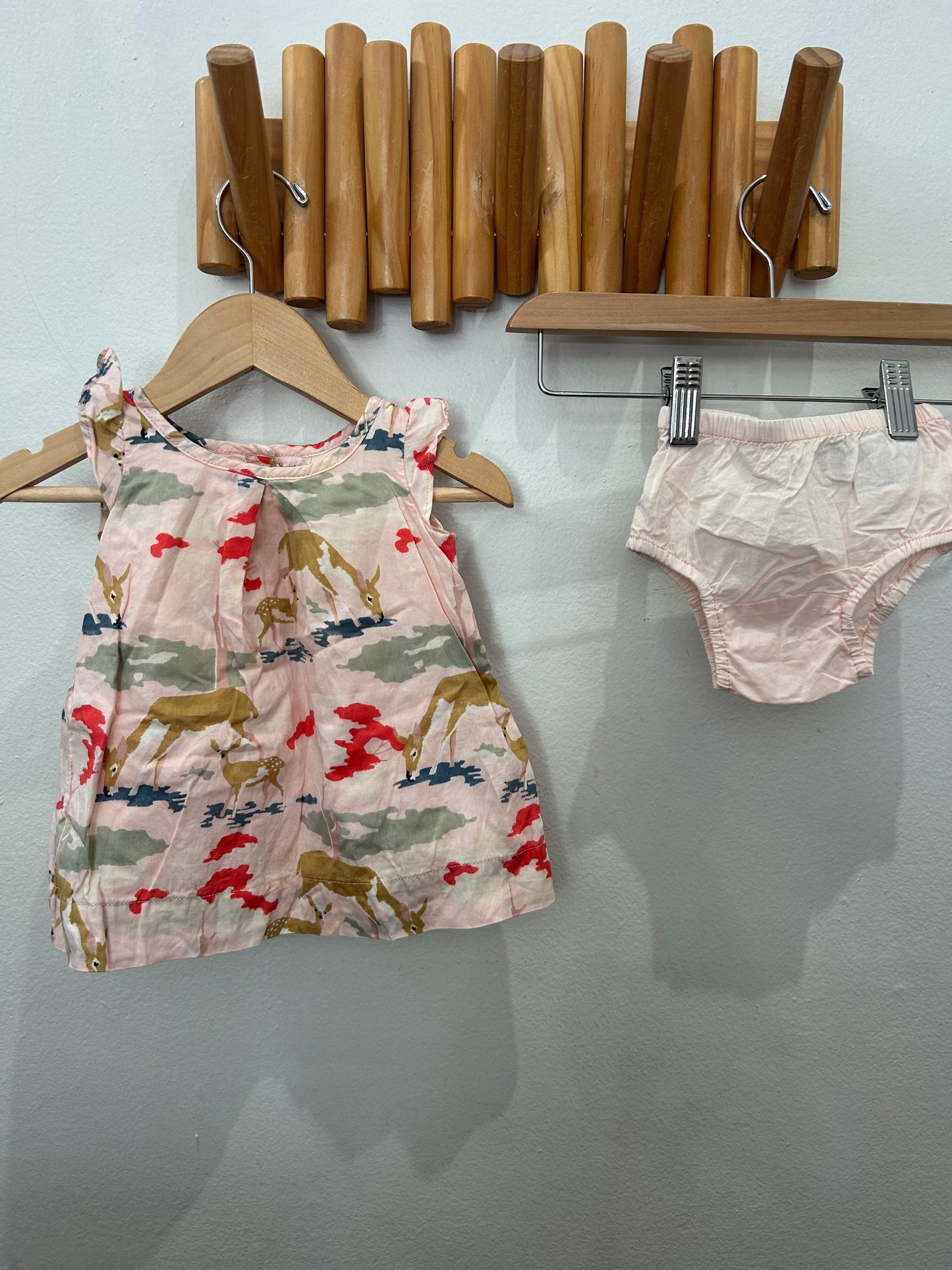 Dress pink deer 0-3m