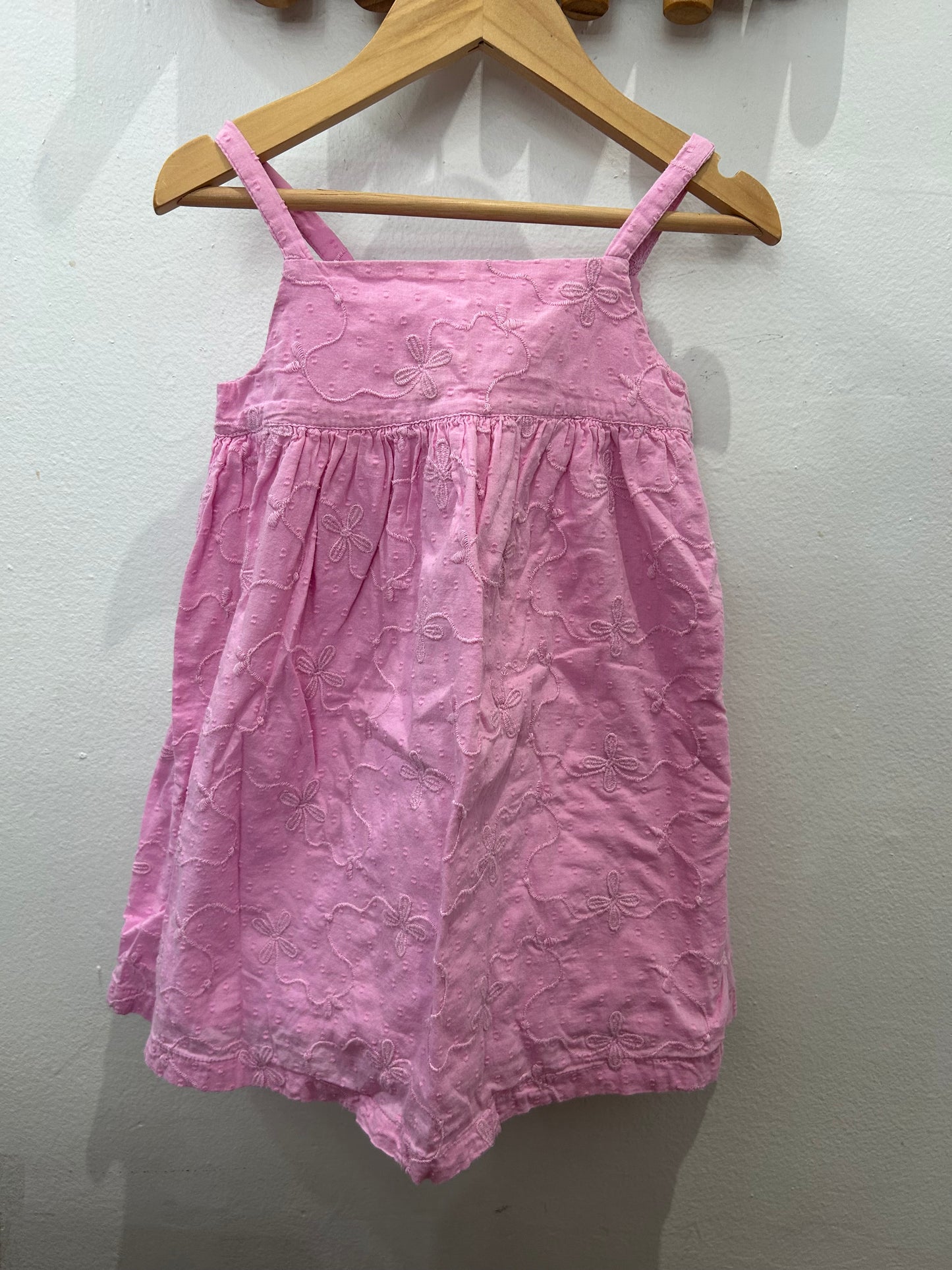 Pink embroidered flowers dress 3y