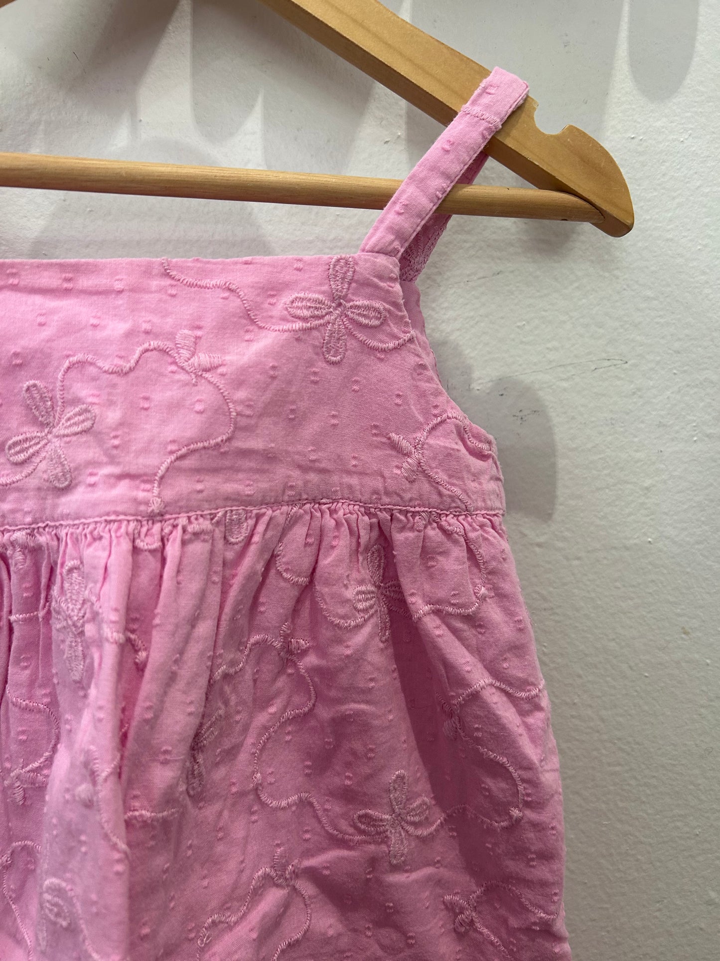 Pink embroidered flowers dress 3y