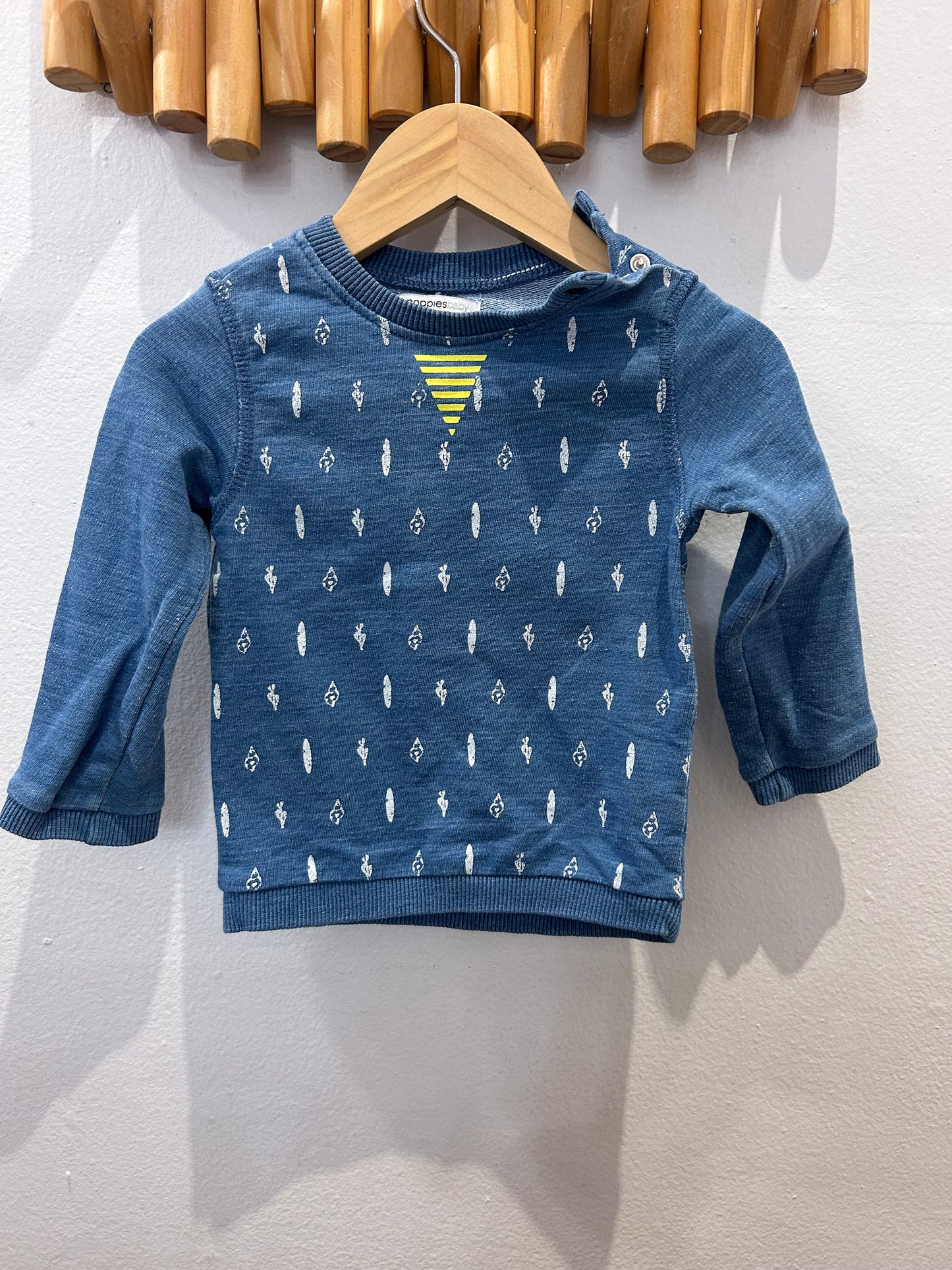 Noppies blue print pullover 6-9m