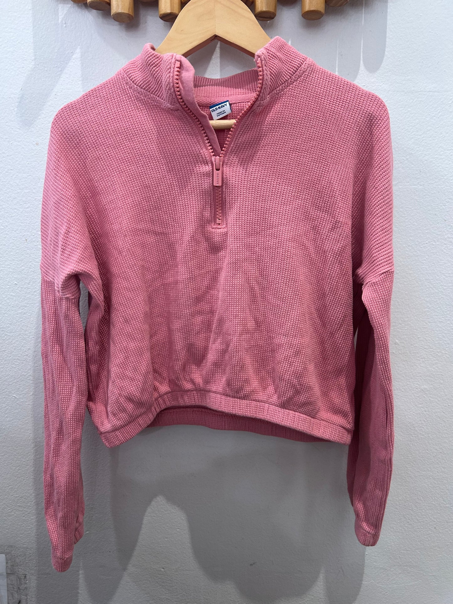 Waffle crop quarter zip 8y