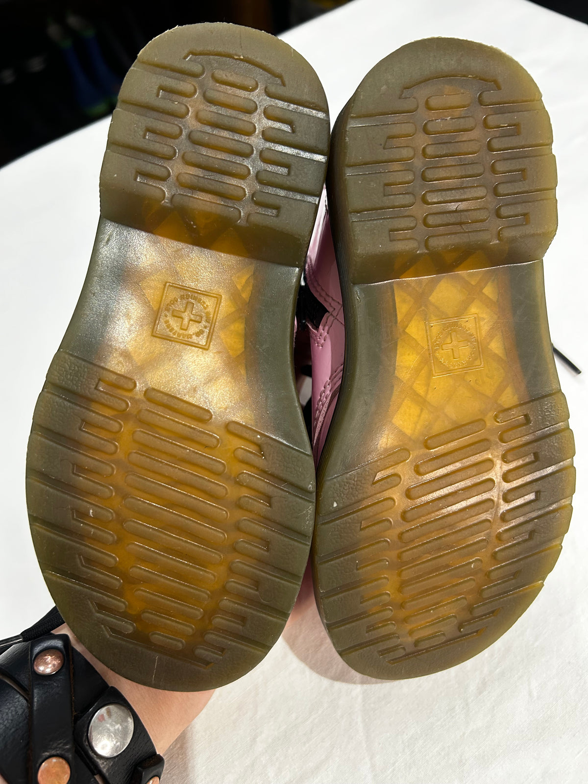 C12 pink combat boots
