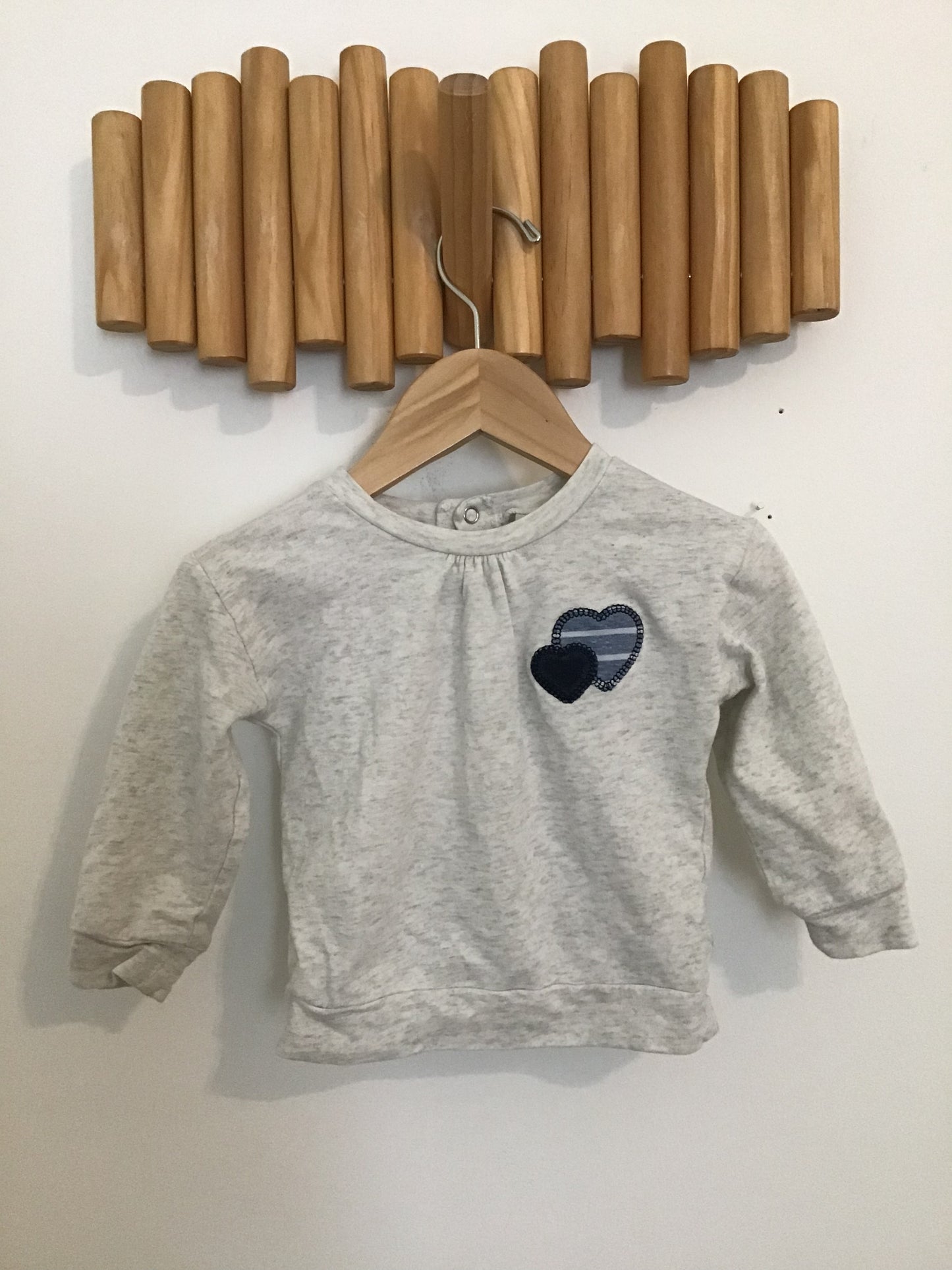 Heart partch long sleeve 6-9m