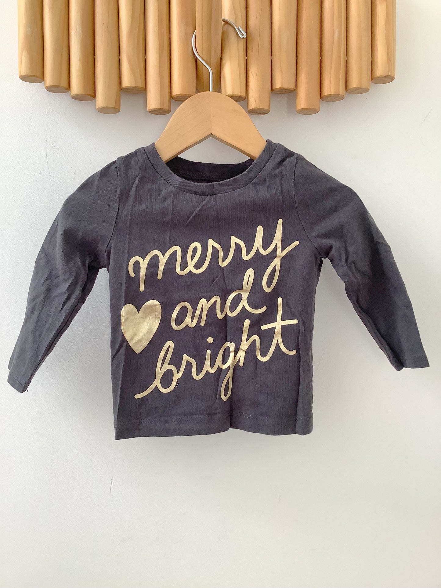 Merry & Bright grey long sleeve 6-12m