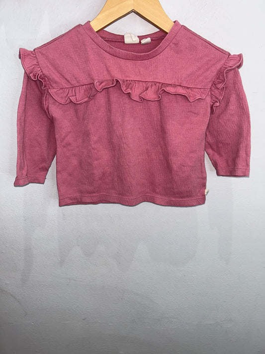 Pink frilly blouse 12-18m