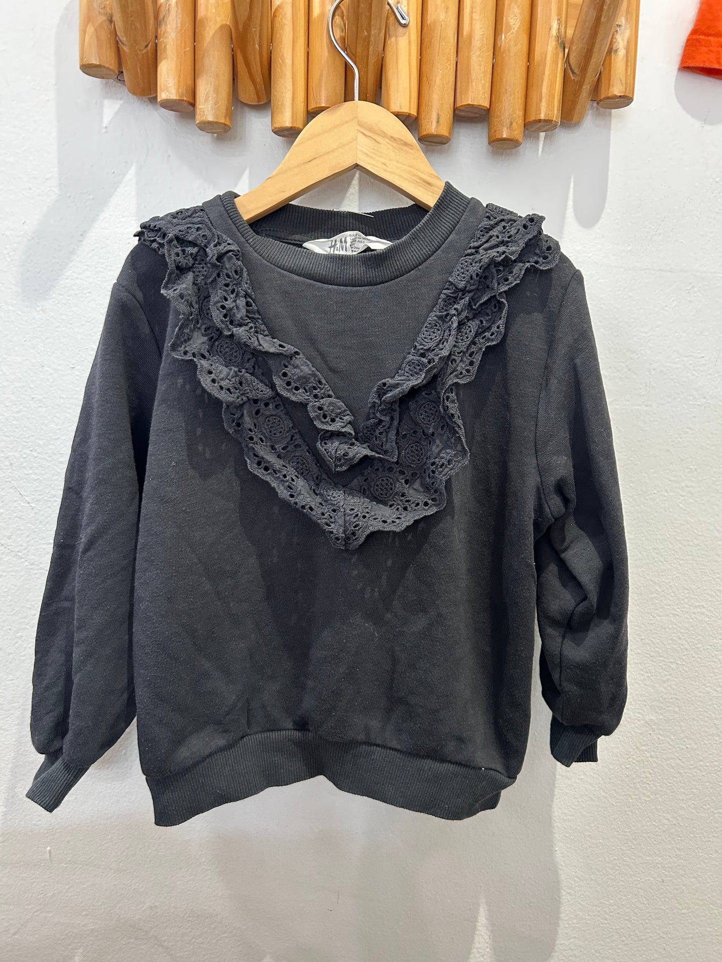 Black frill detail pullover 4-5y