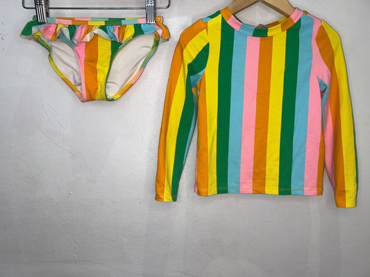 Bright thick stripes swimsuit 3y