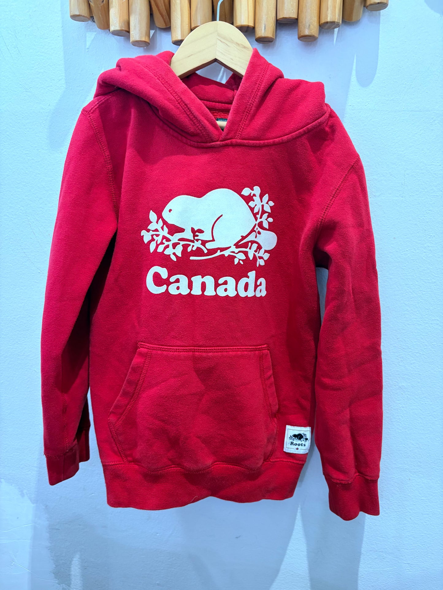 Roots red hoodie 7-8y
