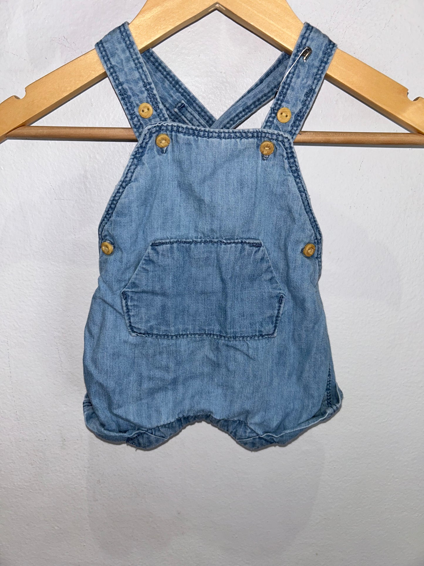 Chambray shorty romper 0-1m