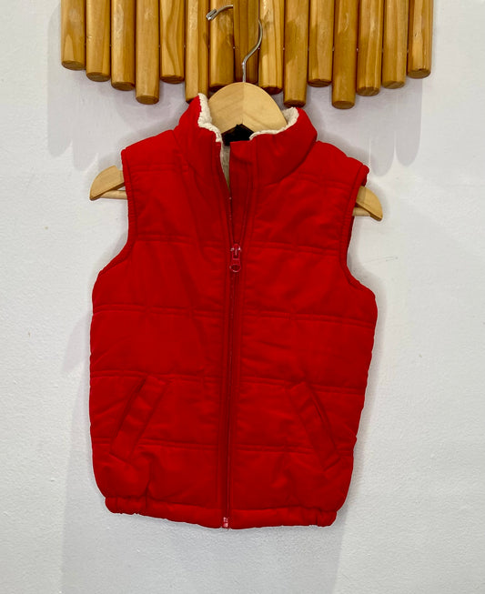 Red puffer furry vest 2y