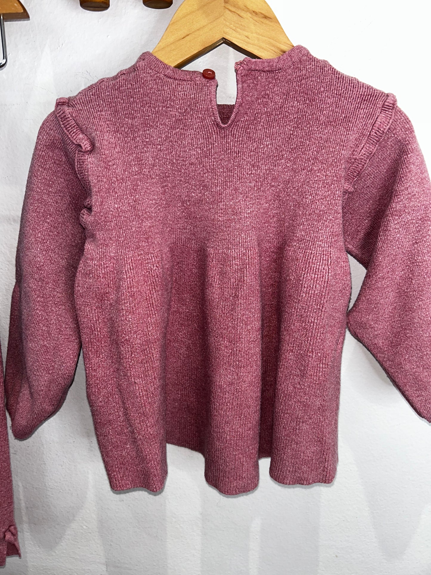 Pink ribbed sweater set 2-3y