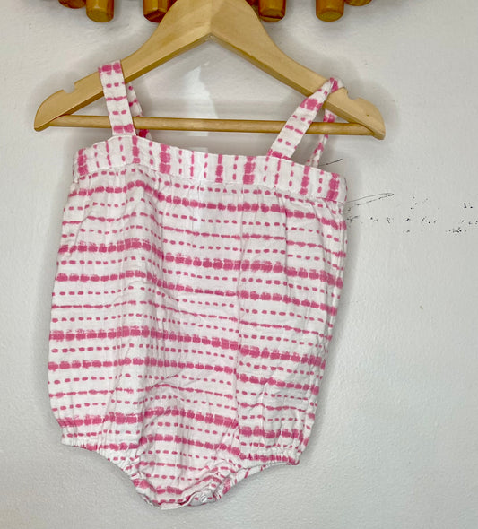 Pink pattern bloomer romper 3-6m