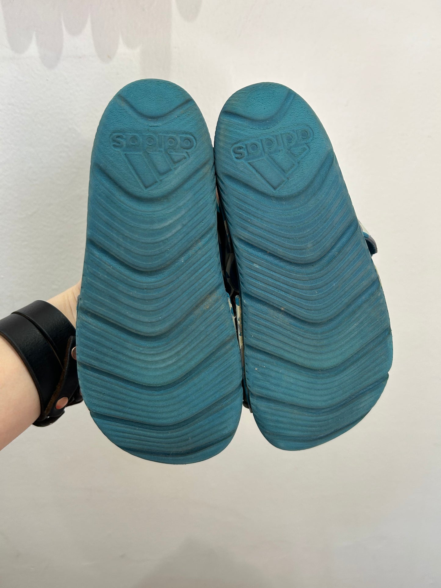 C13 Adidas teal sandals