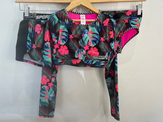 Three piece floral swim set 7-8y