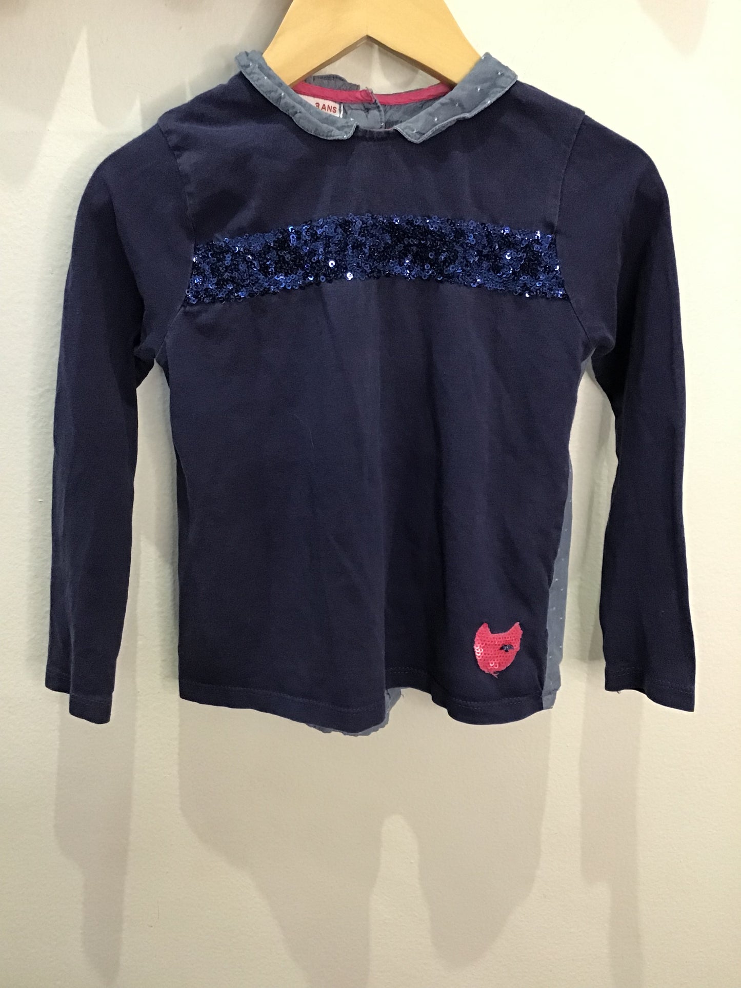 Blue sequins longsleeve 3y