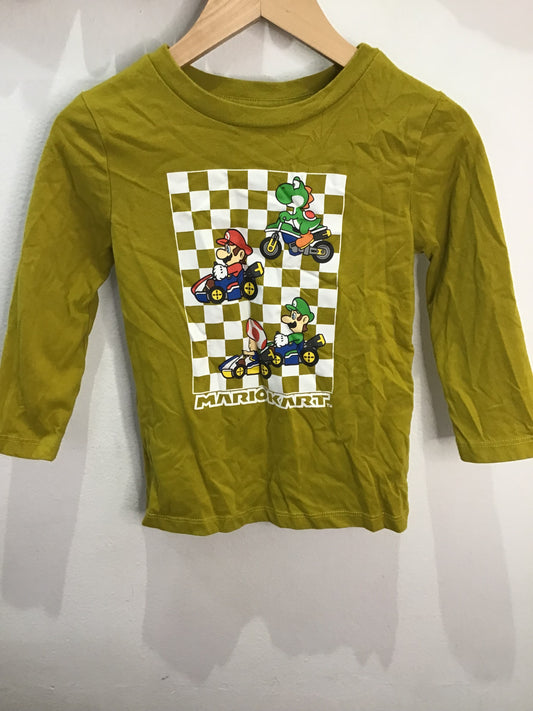 Mario Kart chartreuse longsleeve 4y