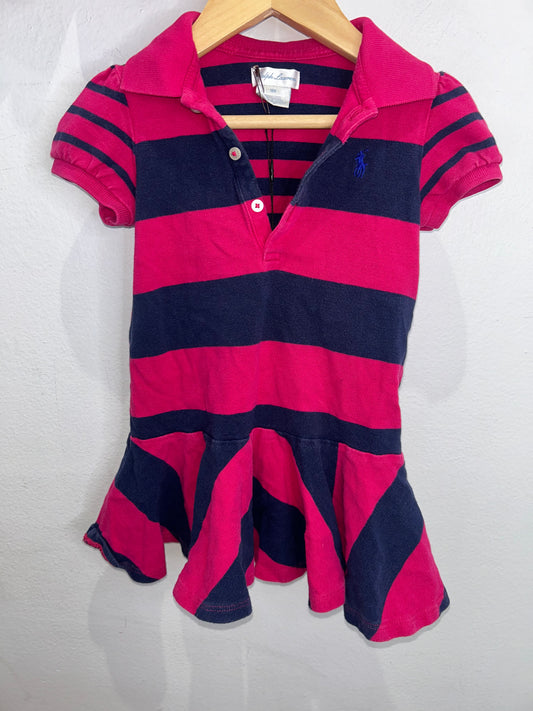 Pink stripe polo dress 18m