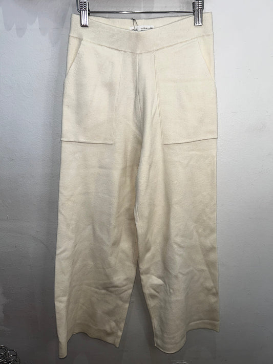 Cream wide leg sweater pants 13-14y