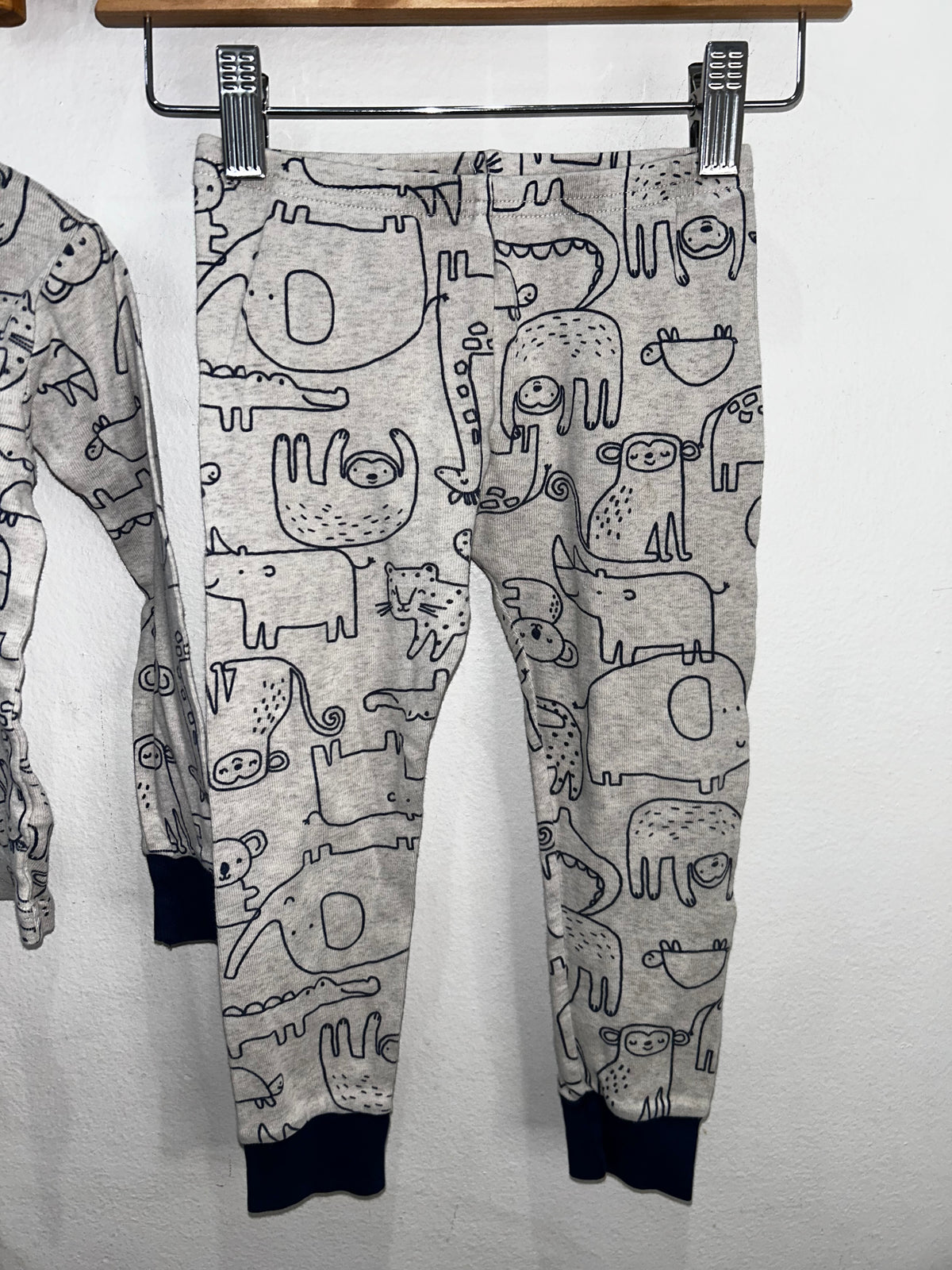 Blue animal drawings pyjamas 3y