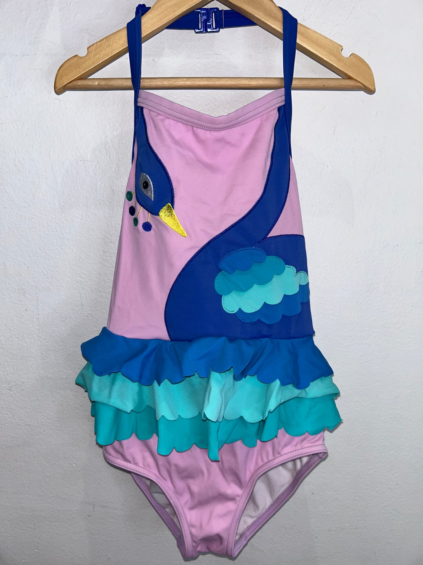 Mini Boden peacock swimsuit 6-7y