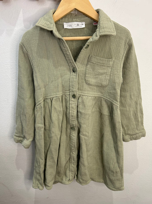 Sage textured dress 3-4y