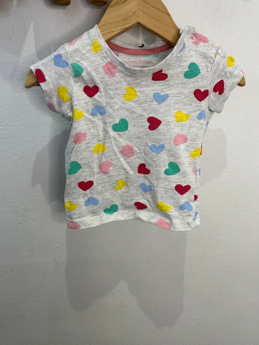 Hearts tee 3-6m