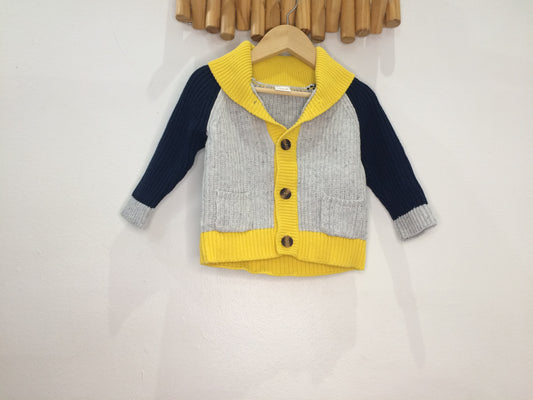 Seed grey and yellow knit sweater 6-12m