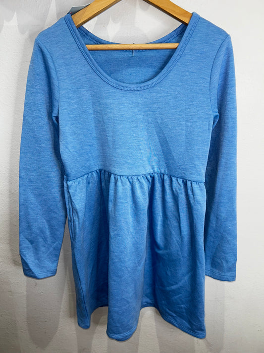Light blue fleece lined dress 7-8y NEW