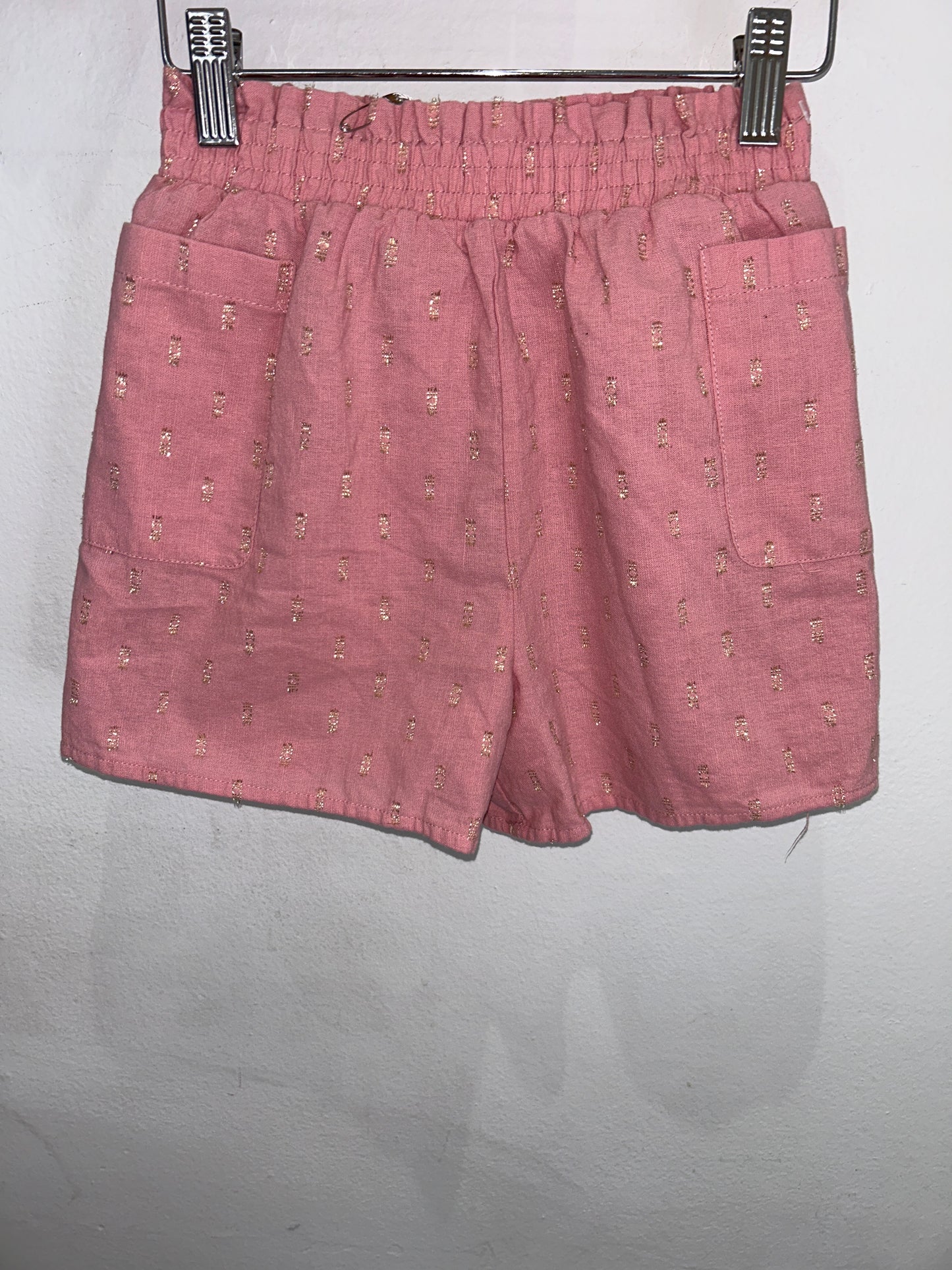 Pink sparkly gold shorts 8-10y