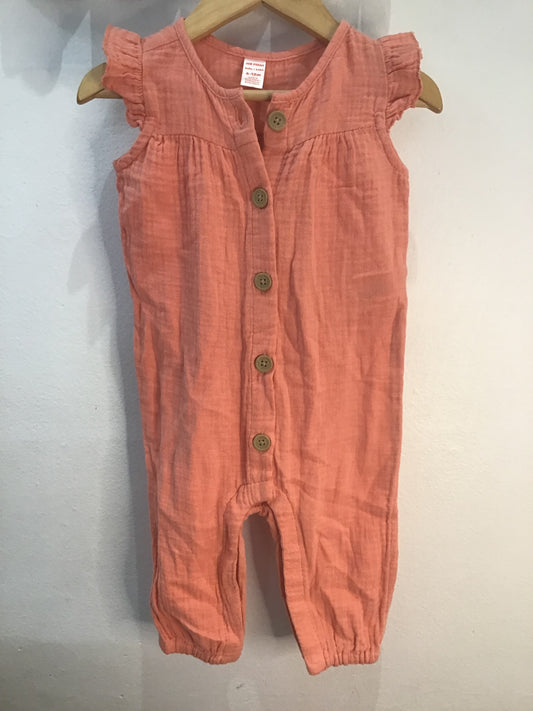 Romper peach frilly 6-12m