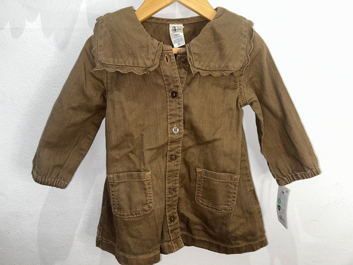 Brown denim shirt dress 18m NEW
