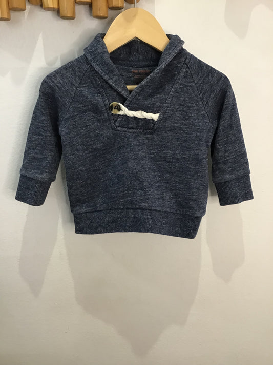 Blue one-button pullover 6-12m