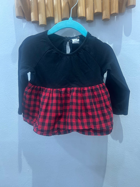 Black and plaid A-line tee 18-24m