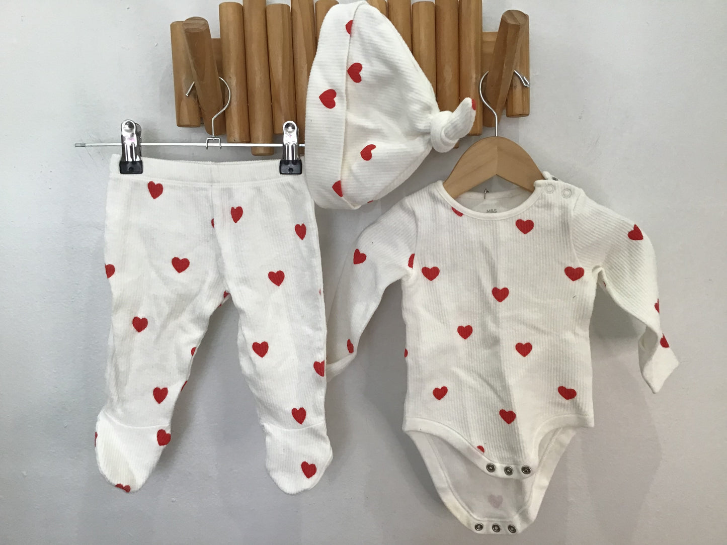 Hearts ribbed set 9m