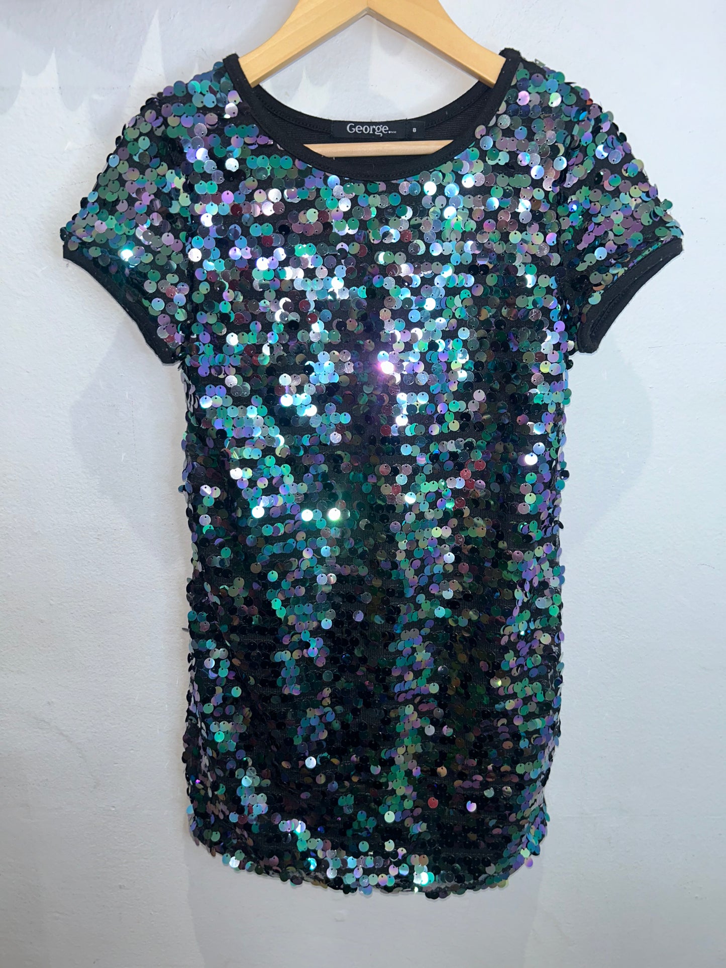 Black big sequins dress 8y