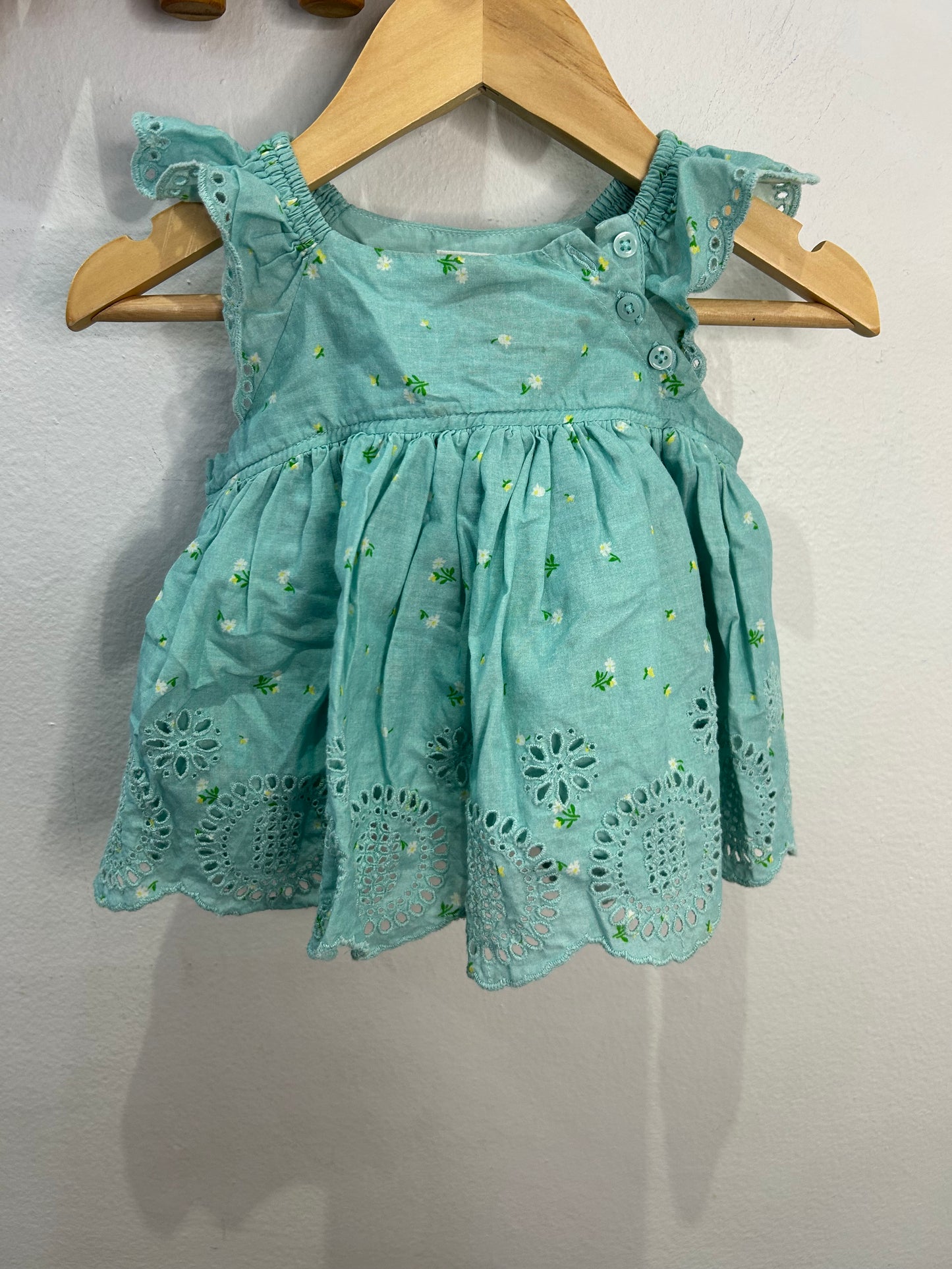 Aqua mini dress and bloomers 6-12m