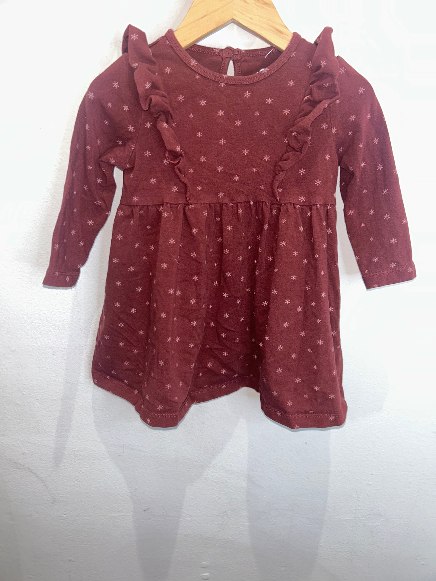 Maroon snowflake dress 9-12m