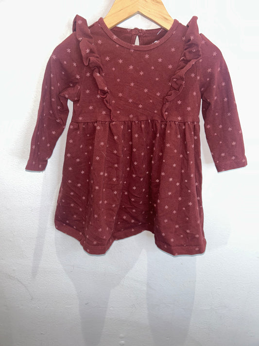 Maroon snowflake dress 9-12m