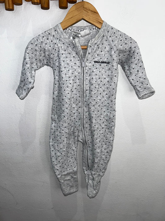 Grey terry wondersuit 0-3m