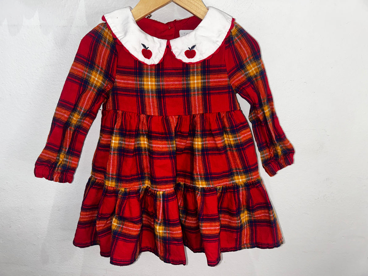 Flannel apple detail dress 12m