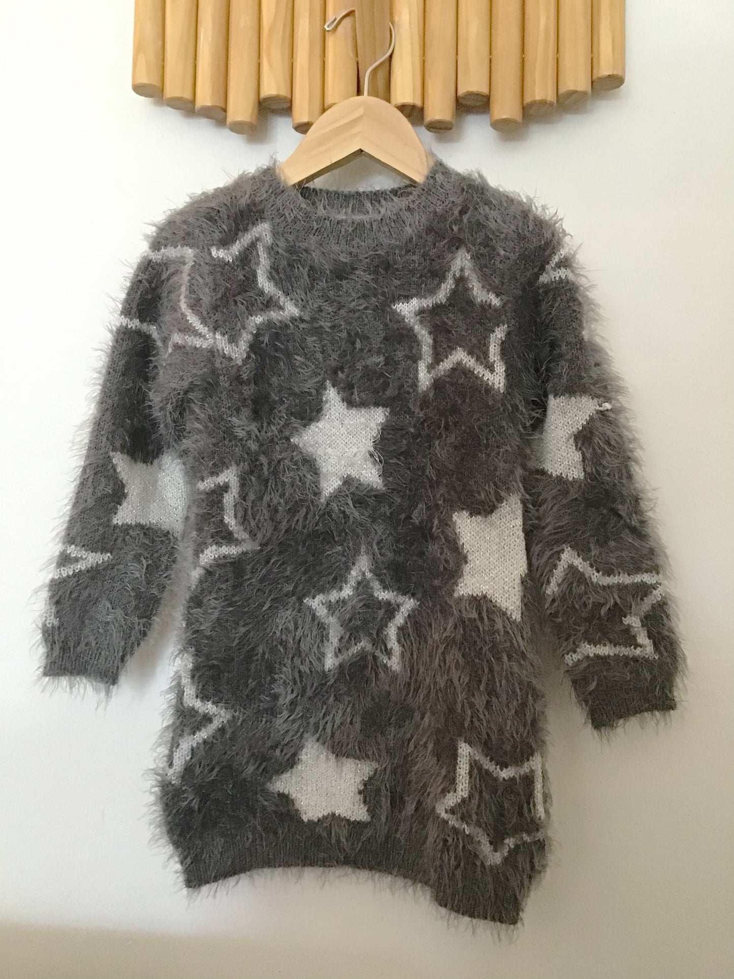 Furry stars sweater dress 2y