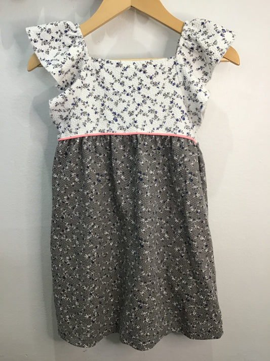 Dress grey floral texture 4-5y
