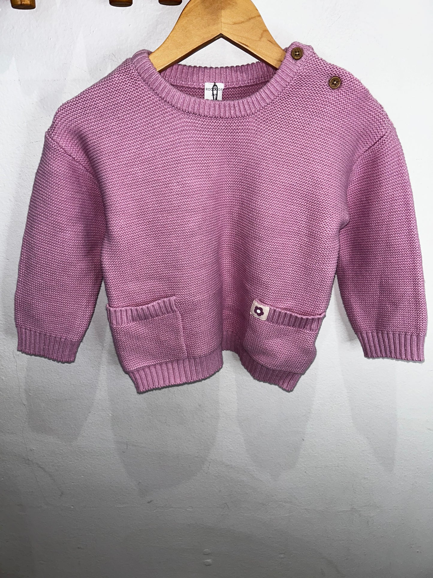Bubblegum square knit sweater 24m