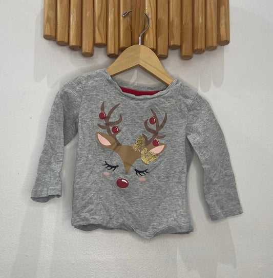 Sparkly reindeer longsleeve 2y